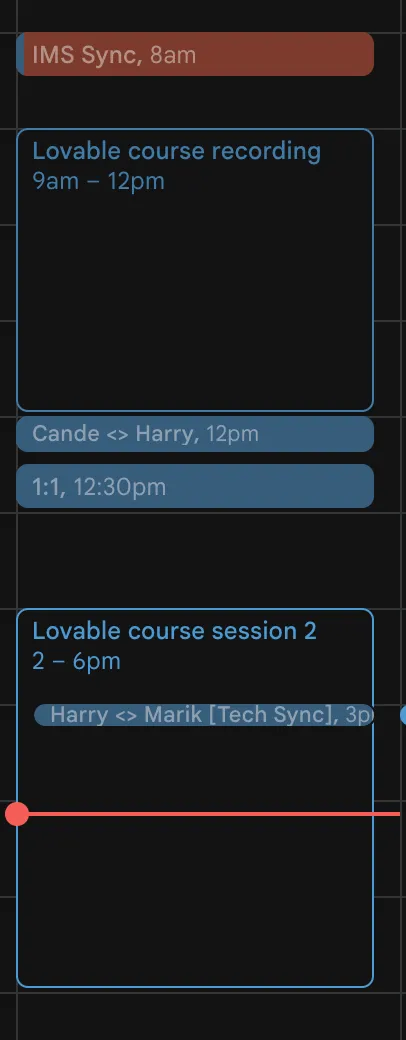 Example of time-blocked calendar